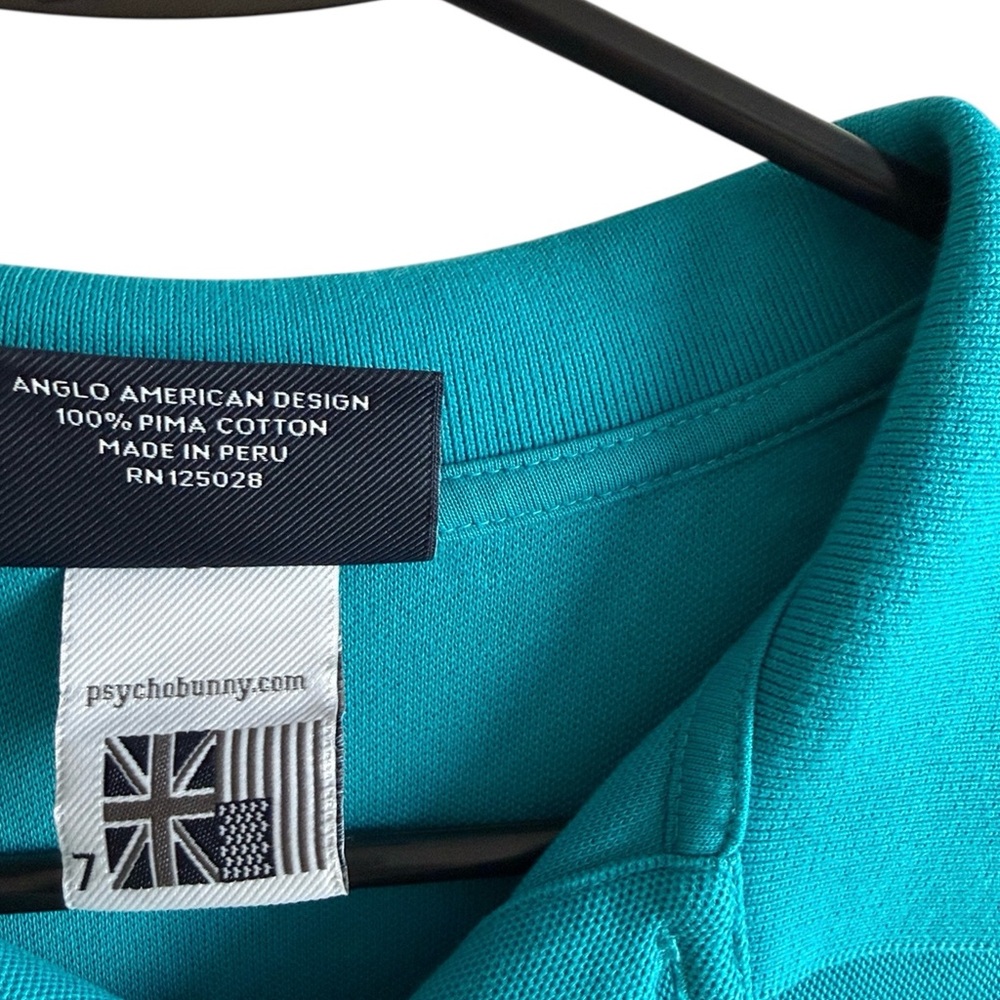 Psycho Bunny Classic Pima Cotton Polo Shirt – Teal – Size 7 (XL) - Picture 6 of 7
